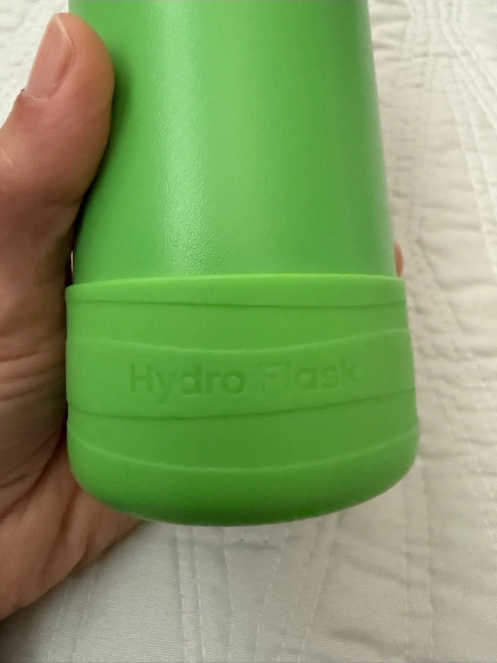 Hydro Flask lime green insulated bottle with teal straw lid